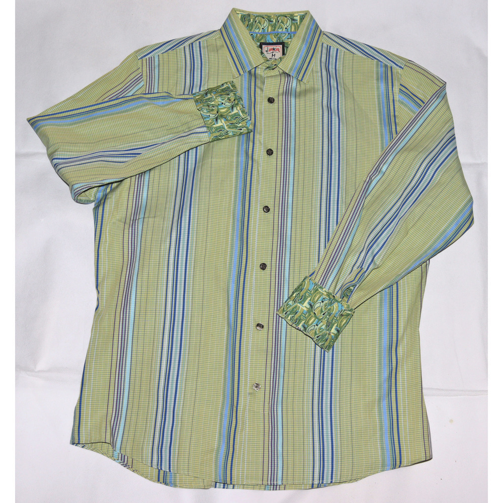 J.‎ Garcia Men's Long Sleeve Button Front Flip Cuff Shirt Size Medium